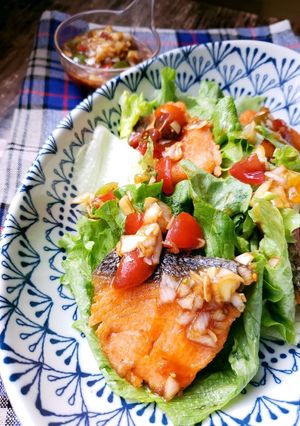 おかわり確定！サケのトマト油淋鶏風-レシピのメイン写真