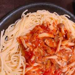 รูปของ きのこ長ネギあさりのトマトパスタ