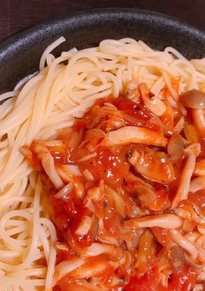 きのこ長ネギあさりのトマトパスタ-レシピのメイン写真