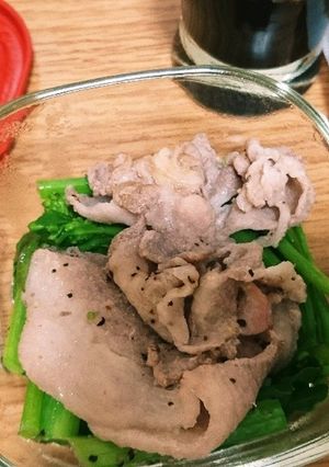 アスパラ菜と豚こまの塩コショウ炒め-レシピのメイン写真