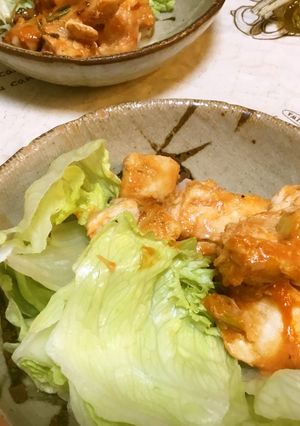 レタスによくあう鶏むねケチャマヨあえ-レシピのメイン写真