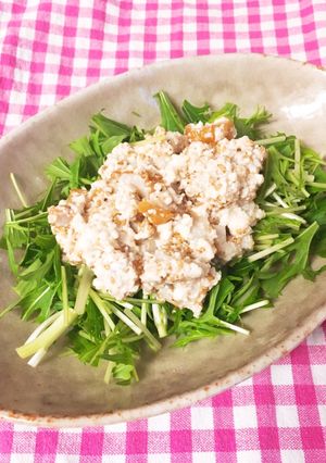 シャキシャキ水菜♡豆腐と竹輪のっけサラダ-レシピのメイン写真