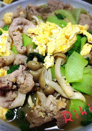 青梗菜と豚肉のたまご炒め-レシピのメイン写真