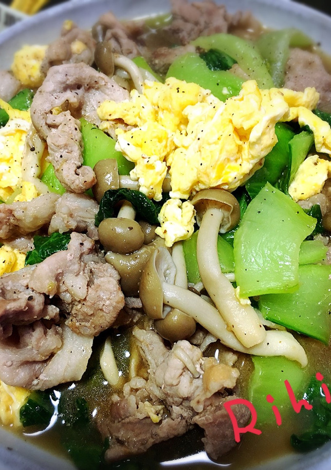 青梗菜と豚肉のたまご炒め-レシピのメイン写真