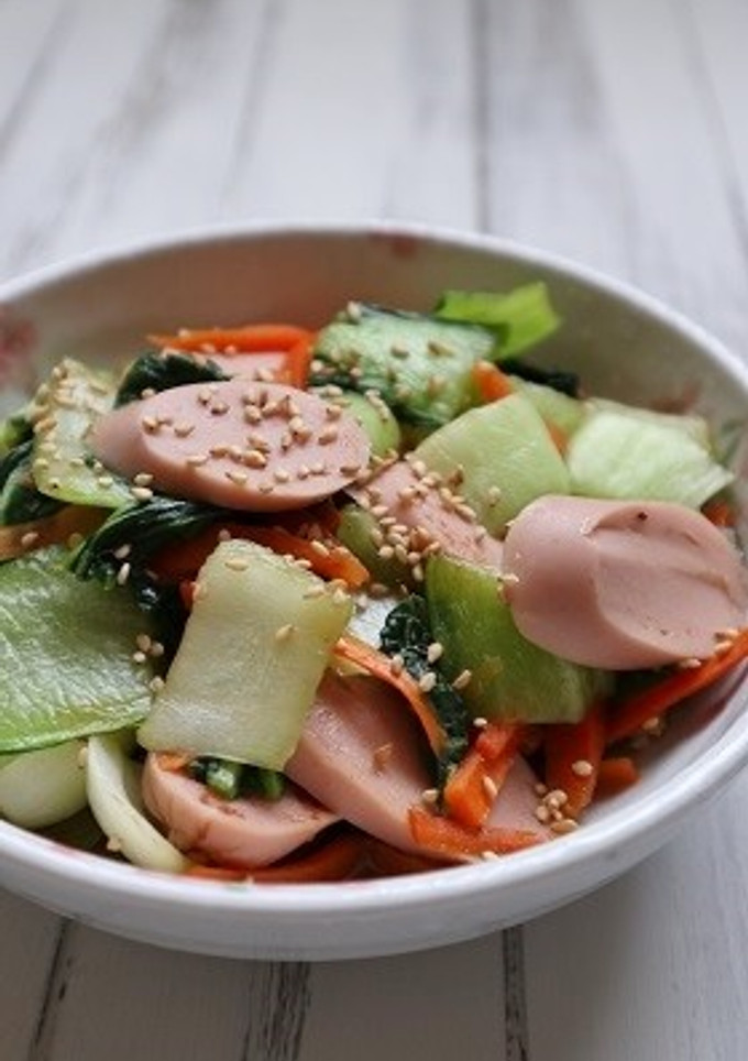簡単！「チンゲン菜とソーセージの炒め物」-レシピのメイン写真