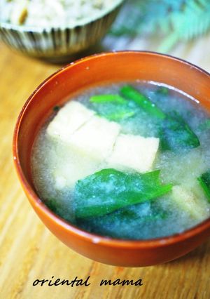 えのき氷deホウレン草厚揚げ味噌汁-レシピのメイン写真