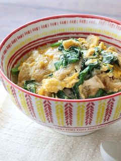 ふっくら油揚げとほうれん草の卵とじ丼♪-レシピのメイン写真