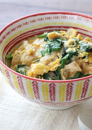 ふっくら油揚げとほうれん草の卵とじ丼♪-レシピのメイン写真