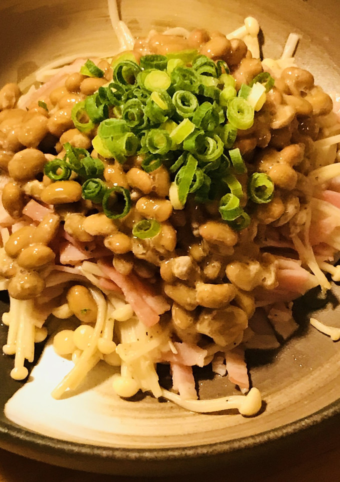毎日の納豆●ベーコン＆エノキ炒め添え-レシピのメイン写真