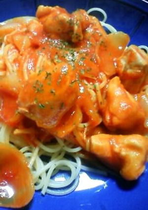 杏なチキンのトマトジュースdeパスタ-レシピのメイン写真
