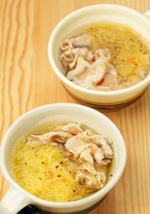 豚しゃぶ肉と金糸瓜の黒酢スープ（酸辣湯風）-レシピのメイン写真