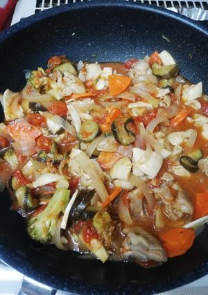 鶏モモ肉と茄子のトマト煮込み-レシピのメイン写真