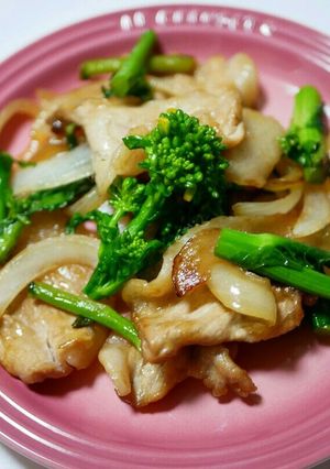 豚もも肉と菜の花のにんにく醤油炒め-レシピのメイン写真