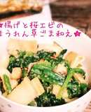 揚げと桜エビ入りほうれん草のごま和え