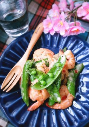 スナップえんどうとエビのチリマヨからめ-レシピのメイン写真