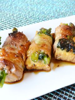 厚揚げと菜の花の肉巻き炒め♪-レシピのメイン写真