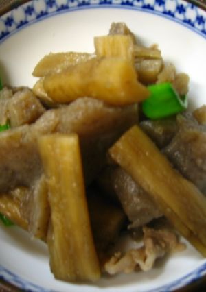 たたき牛蒡とちぎり蒟蒻の煮物-レシピのメイン写真