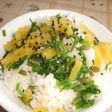 せりとたくあんのふりかけでお花畑風ご飯