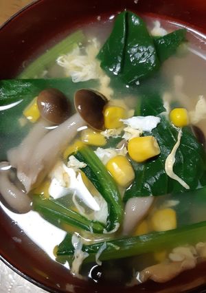 青菜とコーンの中華スープ-レシピのメイン写真