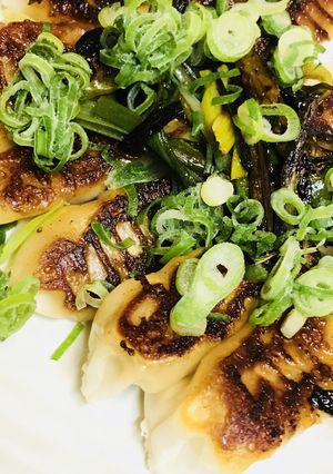 レトルト餃子●長ネギ油の酒蒸し仕上げ-レシピのメイン写真