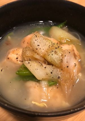 ねぎ塩鶏肉はるさめスープ【朝食に】-レシピのメイン写真