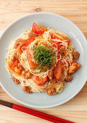 さっぱり美味！トマト入り素麺チャンプルー-レシピのメイン写真