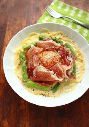アスパラと生ハムのワンポットスープパスタ-レシピのメイン写真