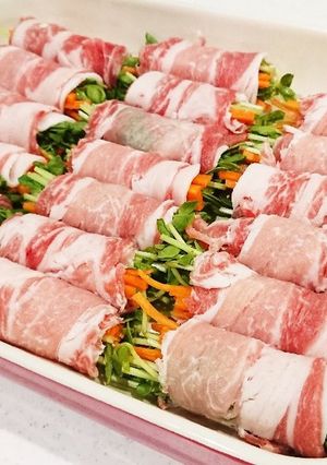 豆苗と人参の豚ロース巻き-レシピのメイン写真