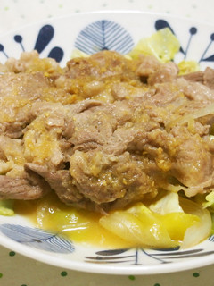 レンジで!豚こまキャベツの蒸し味噌ダレ!-レシピのメイン写真