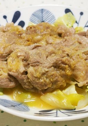 レンジで!豚こまキャベツの蒸し味噌ダレ!-レシピのメイン写真