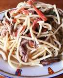 牛肉ときのこのあっさりクリームパスタ