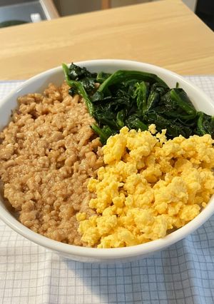 基本の三色丼・そぼろ丼👉レンジも使用して簡単に😋-レシピのメイン写真