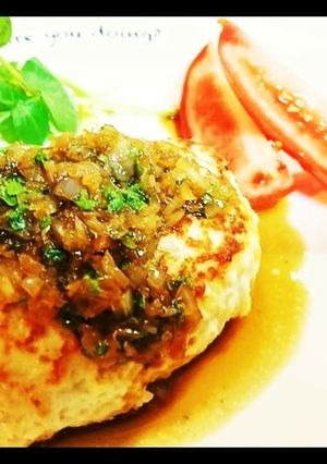 豆腐ハンバーグ・あめ色玉ねぎの和風ソース-レシピのメイン写真