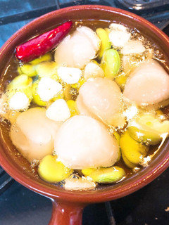 ホタテと空豆のアヒージョ-レシピのメイン写真