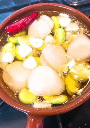 ホタテと空豆のアヒージョ-レシピのメイン写真