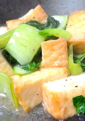 時短簡単 青梗菜と厚揚げの生姜とろみ炒め-レシピのメイン写真