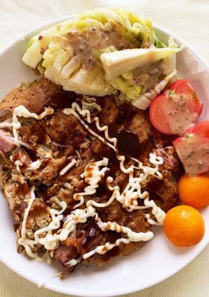 ふすまパン粉ミックスでつくるお好み焼き風-レシピのメイン写真