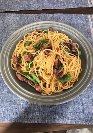 春！ホタルイカと菜の花のペペロンチーノ-レシピのメイン写真