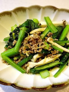 小松菜と豚ひき肉の中華炒め-レシピのメイン写真