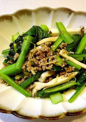 小松菜と豚ひき肉の中華炒め-レシピのメイン写真