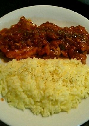 鶏もも肉のトマト煮とサフランライス-レシピのメイン写真