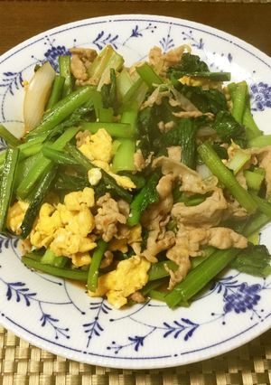 小松菜と豚肉のオイスターソース炒め-レシピのメイン写真
