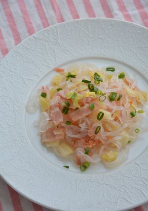 こんにゃく麺で春キャベツのペペロンチーノ-レシピのメイン写真