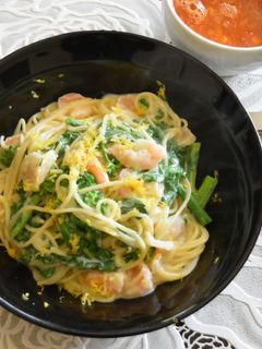レモン風味の菜の花の豆乳クリームパスタ-レシピのメイン写真