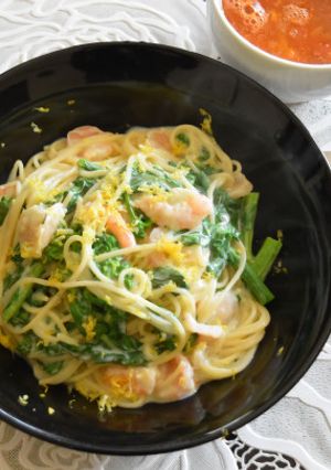 レモン風味の菜の花の豆乳クリームパスタ-レシピのメイン写真