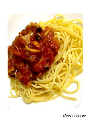 ニンニクとバジルのトマトソースパスタ-レシピのメイン写真