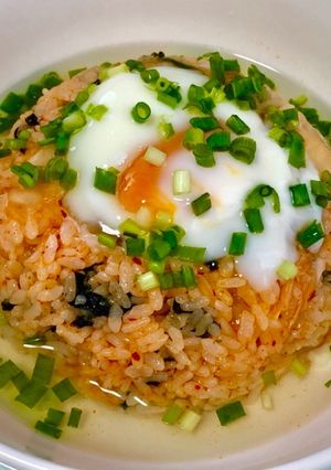 温玉乗せキムチチャーハンスープ-レシピのメイン写真