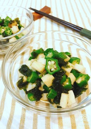 簡単作り置き！オクラと長芋の磯和え-レシピのメイン写真