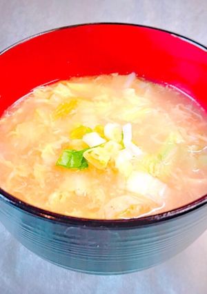 超簡単！中華風味噌 ふわふわ卵スープ-レシピのメイン写真