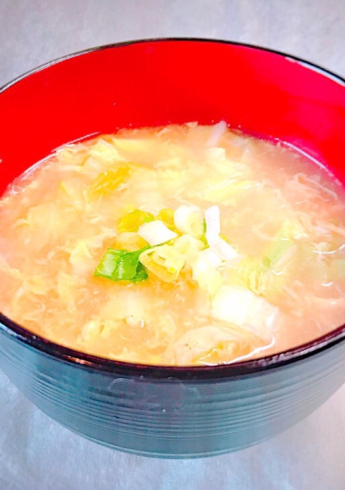 超簡単！中華風味噌 ふわふわ卵スープ-レシピのメイン写真